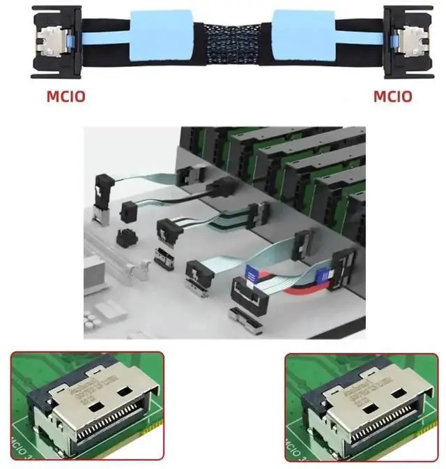 Alt view image 7 of 7 - WRIARICH FX-803 0.5M PCIe 5.0 MCIO 4X Extender Cable, Mini Cool Edge IO SFF-TA-1016 38Pin Male to Male Twinax Server Storage Cord
