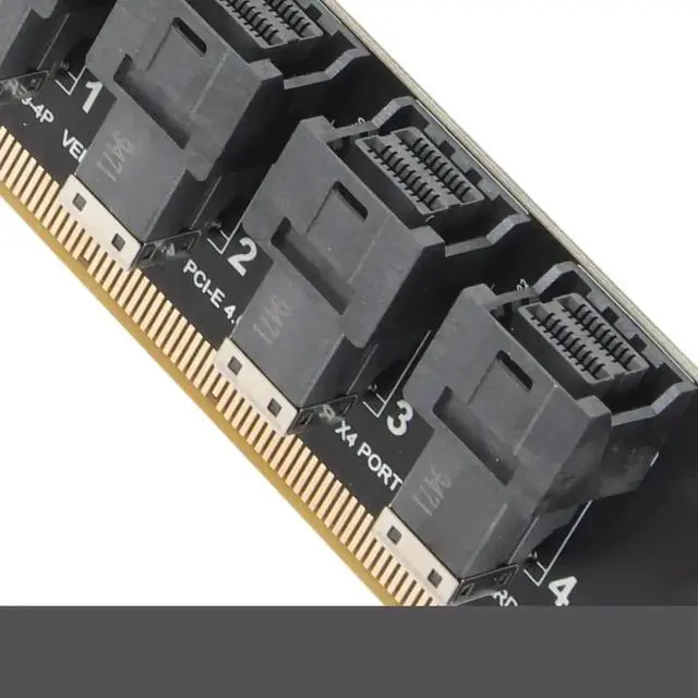 Alt view image 6 of 6 - WRIARICH PCIe x16 to 4-Port U.2 NVMe Expansion Card, PCIe 4.0 SFF-8643 Splitter Adapter Compatible with SFF-8639 U.2 SSD, Individual LED Activity Indicators for Server & Workstation