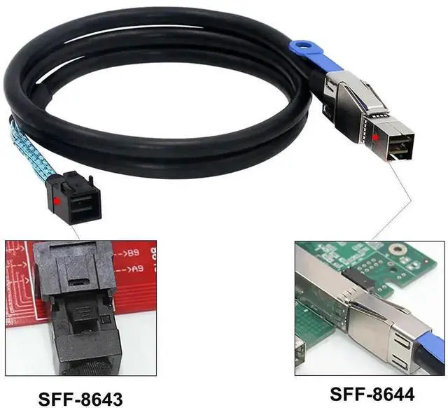 Alt view image 4 of 6 - WRIARICH 1m/3.3FT External Mini SAS HD Cable SFF-8644 Male to SFF-8643 Male, High Speed Data Transmission Cord for Server RAID Controller Storage Array Connection