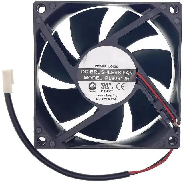 Main image of WRIARICH PL80S12H DC Brushless Cooling Fan, 8025 80×80×25mm 12V 0.17A 2-Wire Replacement Cooler