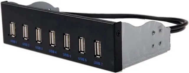 Main image of 5.25 Inch PC Case Front Panel USB 2.0 Hub, 7-Port Built-in Expansion with SATA 15Pin Power Supply, 9Pin USB 2.0 Motherboard Header & 2FT Internal Connection Cable for Desktop Optical Drive Bay