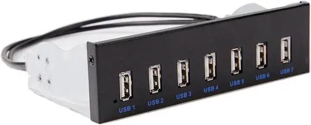 Alt view image 3 of 3 - 5.25 Inch PC Case Front Panel USB 2.0 Hub, 7-Port Built-in Expansion with SATA 15Pin Power Supply, 9Pin USB 2.0 Motherboard Header & 2FT Internal Connection Cable for Desktop Optical Drive Bay
