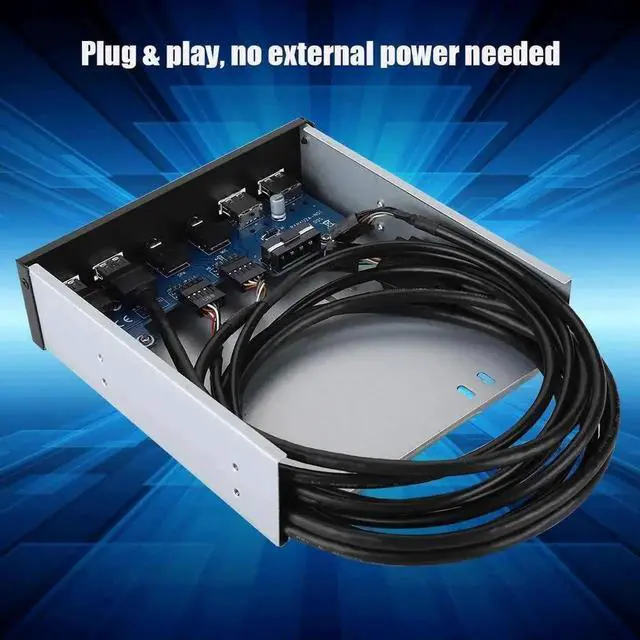 Alt view image 5 of 7 - 5.25 Inch PC Front Bay USB Expansion Panel, Internal Front Panel Hub with 2 USB3.0 + 2 USB2.0 Ports, HD Audio Jack, 19Pin USB Header Extension, Compatible with Windows XP/2003/Vista/2008 & All Windows