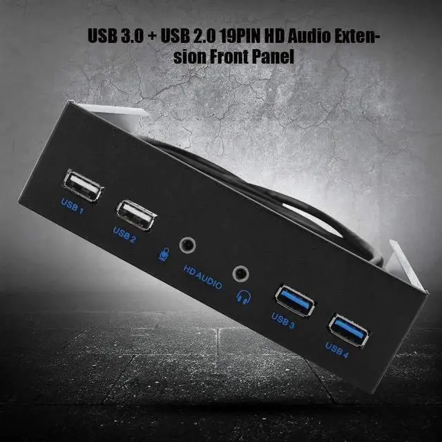 Alt view image 6 of 7 - 5.25 Inch PC Front Bay USB Expansion Panel, Internal Front Panel Hub with 2 USB3.0 + 2 USB2.0 Ports, HD Audio Jack, 19Pin USB Header Extension, Compatible with Windows XP/2003/Vista/2008 & All Windows
