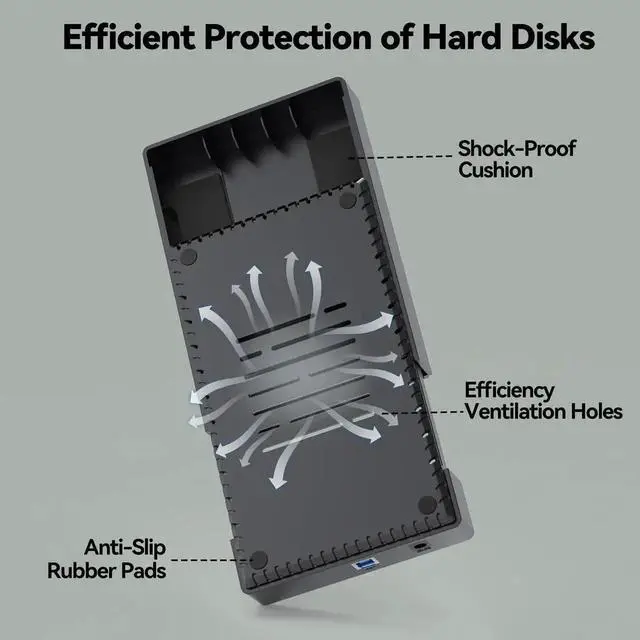 Alt view image 7 of 7 - WRIARICH 3.5 Inch SATA Hard Drive Enclosure, USB 3.0 External HDD Case Supports UASP & Max 20TB Storage, Comes with 12V 24W Power Adapter for Data Recovery & Desktop Storage Backup