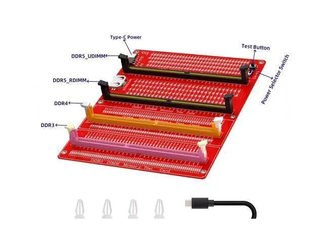 Alt view image 2 of 7 - WRIARICH DDR3/4/5 RDIMM/UDIMM Memory Tester, LED Indicator, Type-C Power Supply, Test Button, Desktop Computer DDR3/4/5 Memory Test Card