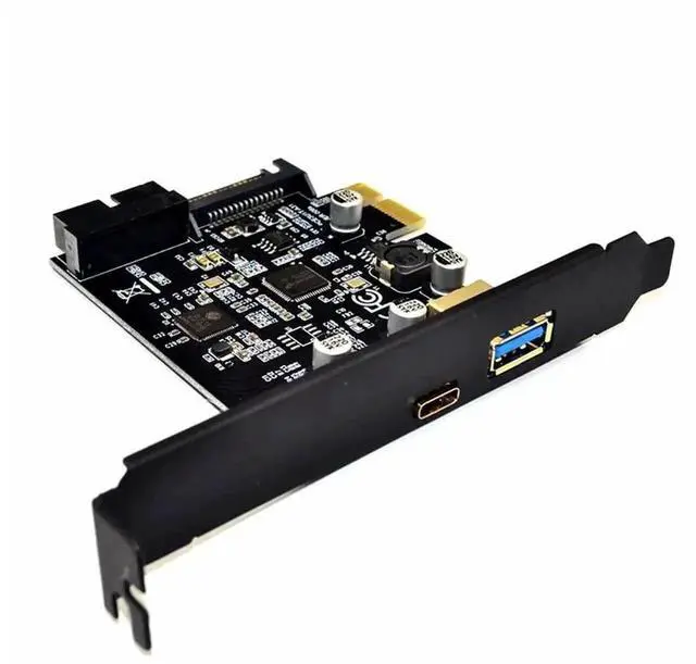 Alt view image 2 of 5 - WRIARICH PCIe X1 USB 3.1 Gen1 Expansion Card, 2-Port USB-A + USB-C 5Gbps PCI Express Controller with 19Pin Internal Header for Desktop Front Panel USB