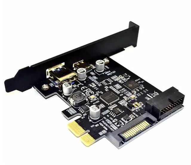Alt view image 4 of 5 - WRIARICH PCIe X1 USB 3.1 Gen1 Expansion Card, 2-Port USB-A + USB-C 5Gbps PCI Express Controller with 19Pin Internal Header for Desktop Front Panel USB