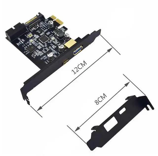 Alt view image 5 of 5 - WRIARICH PCIe X1 USB 3.1 Gen1 Expansion Card, 2-Port USB-A + USB-C 5Gbps PCI Express Controller with 19Pin Internal Header for Desktop Front Panel USB