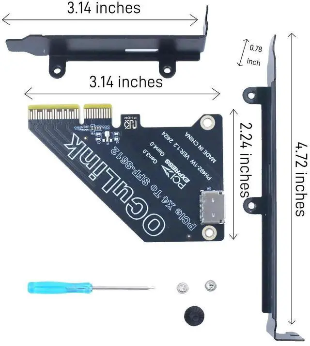 Alt view image 3 of 5 - WRIARICH PCIe 4.0 x4 to OCuLink SFF-8612 External Adapter Card for Mini PC eGPU Dock