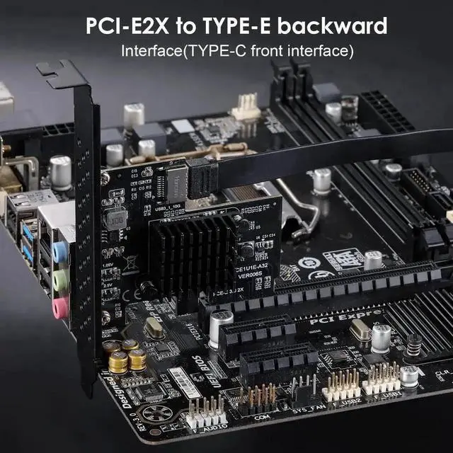 Alt view image 6 of 6 - WRIARICH PCIe 3.0 X2 USB3.1 Gen2 Expansion Card with ASM3142 Chip, 10Gbps A-Key Type-E 20Pin Internal Front Panel Type-C Header Adapter