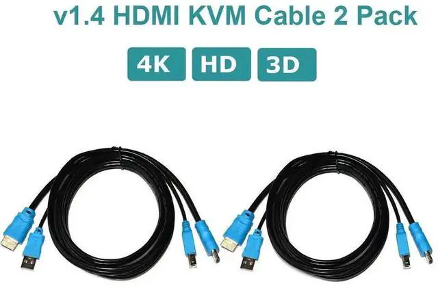 Alt view image 3 of 7 - WRIARICH MT-VIKI 2 Packs 10FT 4K USB HDMI KVM Twin Cable, USB A + HDMI to USB B Integrated Cord for Standard KVM Switches