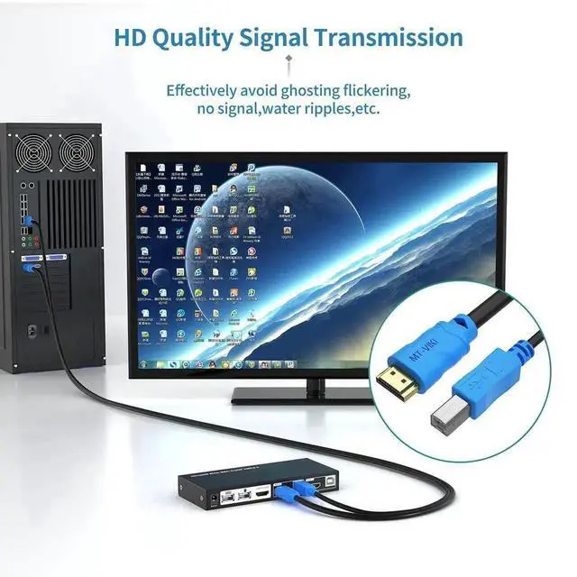 Alt view image 2 of 7 - WRIARICH MT-VIKI 2 Packs 10FT 4K USB HDMI KVM Twin Cable, USB A + HDMI to USB B Integrated Cord for Standard KVM Switches