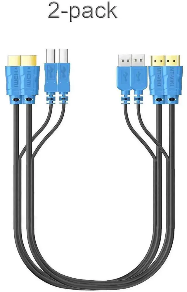 Alt view image 4 of 7 - WRIARICH MT-VIKI 2 Packs 10FT 4K USB HDMI KVM Twin Cable, USB A + HDMI to USB B Integrated Cord for Standard KVM Switches