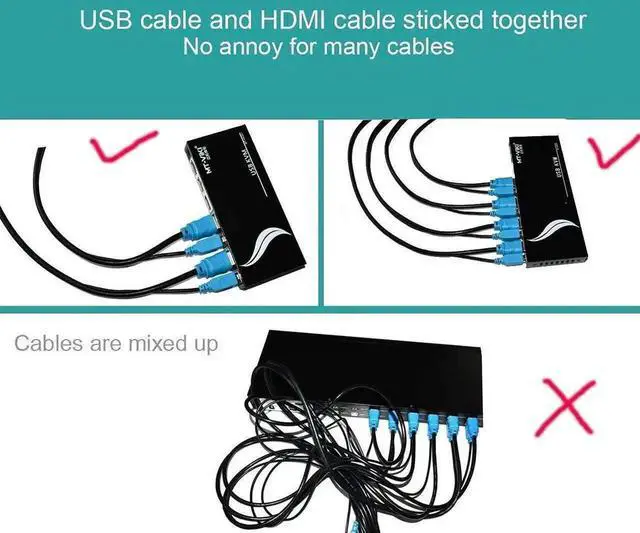 Alt view image 5 of 7 - WRIARICH MT-VIKI 2 Packs 10FT 4K USB HDMI KVM Twin Cable, USB A + HDMI to USB B Integrated Cord for Standard KVM Switches
