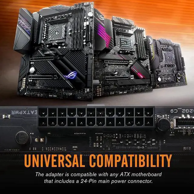Alt view image 3 of 7 - WRIARICH ATX 24 Pin 90 Degree ARGB Power Adapter, 5V 3Pin Addressable RGB Female to Male Motherboard Power Connector, 1 Pack