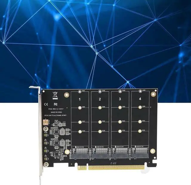 Alt view image 2 of 7 - WRIARICH PH44 4-Port M.2 NVMe M Key to PCIe X16 Expansion Adapter Card, Quad NVMe SSD PCIe Storage Converter for Desktop PC