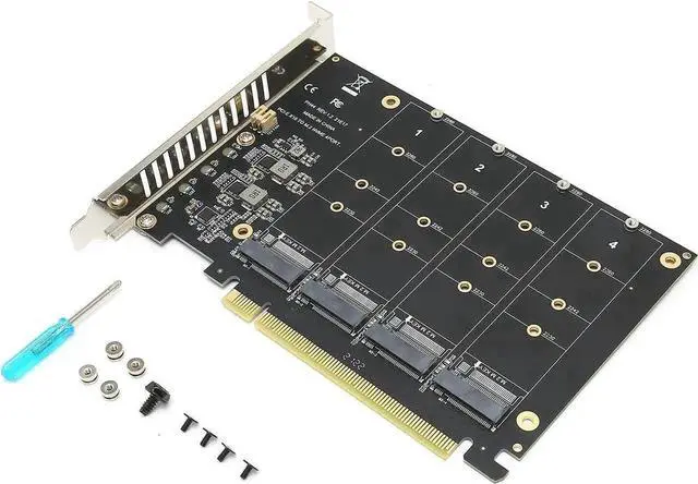 Alt view image 7 of 7 - WRIARICH PH44 4-Port M.2 NVMe M Key to PCIe X16 Expansion Adapter Card, Quad NVMe SSD PCIe Storage Converter for Desktop PC