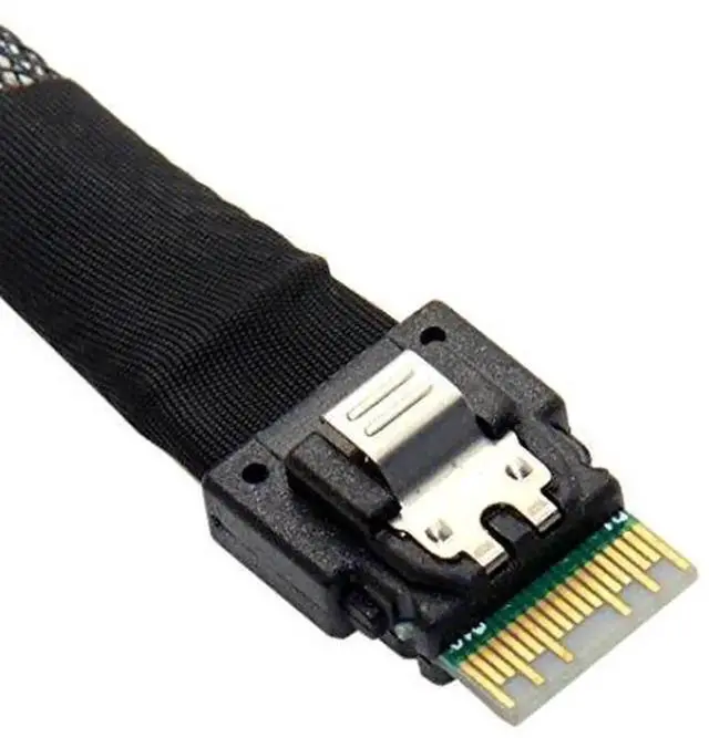 Alt view image 2 of 7 - WRIARICH PCIe 4.0 SlimSAS SFF-8654 to SFF-8639 U.2 NVMe SSD Cable with SATA 15Pin Power, Internal Motherboard Storage Expansion Wire, 0.5M / 1.64FT Length