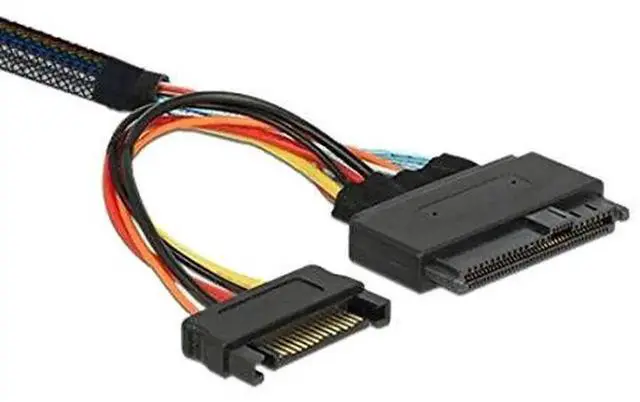 Alt view image 4 of 7 - WRIARICH PCIe 4.0 SlimSAS SFF-8654 to SFF-8639 U.2 NVMe SSD Cable with SATA 15Pin Power, Internal Motherboard Storage Expansion Wire, 0.5M / 1.64FT Length