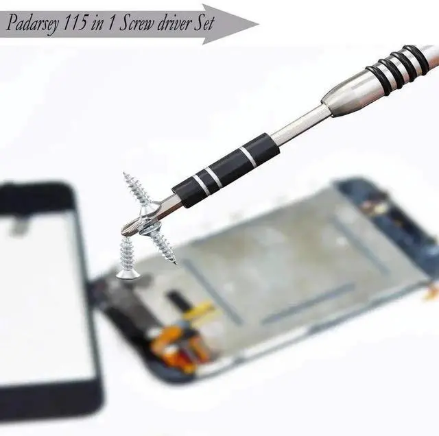 Alt view image 2 of 6 - WRIARICH 115-in-1 Black Magnetic Precision Screwdriver Repair Kit with Storage Bag for iPhone, Laptop, PC & Electronics