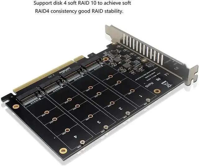 Alt view image 2 of 4 - WRIARICH 4-Port PCIe M.2 NVMe SSD Expansion Card, PCI-E X4 M.2 NVMe Solid State Drive Adapter for Desktop Motherboard