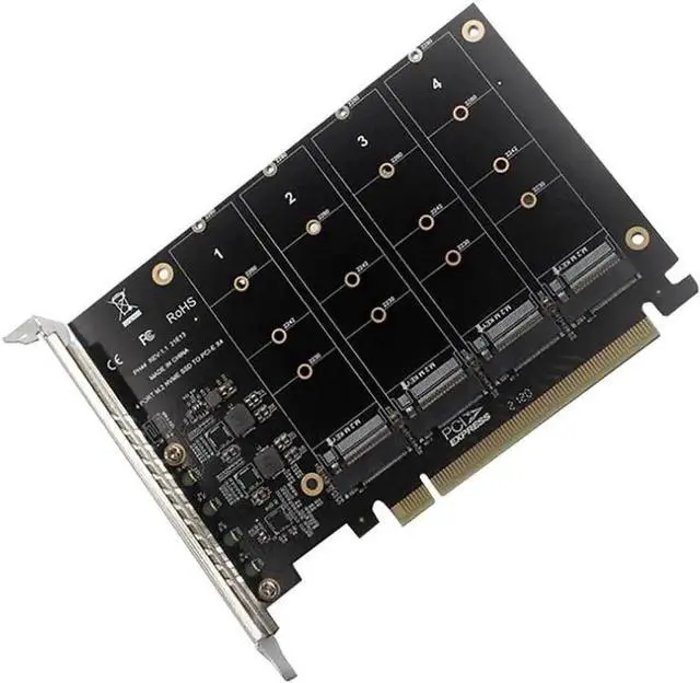 Main image of WRIARICH 4-Port PCIe M.2 NVMe SSD Expansion Card, PCI-E X4 M.2 NVMe Solid State Drive Adapter for Desktop Motherboard