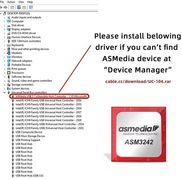 Alt view image 5 of 7 - WRIARICH USB 3.2 Gen2 Type-C 20Gbps USB-C to PCIe 4X Expansion Card Adapter, PCI-E 4X to USB-C Port Converter for Desktop Motherboard