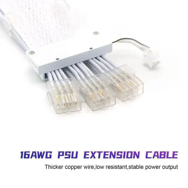 Alt view image 7 of 7 - WRIARICH Full White ARGB Strimer PSU Extension Cable Kit, 3×PCIe 8(6+2)Pin GPU Power Cord, 5V 3Pin Addressable RGB Sync, Transparent Mesh Connectors for White Themed PC Case
