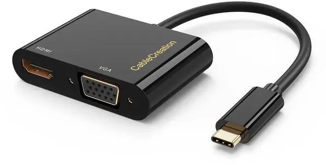 Alt view image 2 of 7 - WRIARICH 2 Pack USB C to HDMI VGA Dual Display Adapter, Type-C Multiport Video Converter Compatible with iPhone 15 Plus/15 Pro Max, Galaxy S22 Ultra, MacBook Pro, XPS 13, iPad Pro 2020