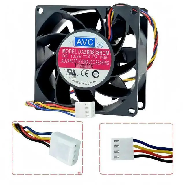 Alt view image 7 of 7 - WRIARICH AVC DAZB0838RCM 80×80×38mm PWM Cooling Fan, DC 13.6V 0.17A, 4-Pin 4-Wire Industrial Axial Fan