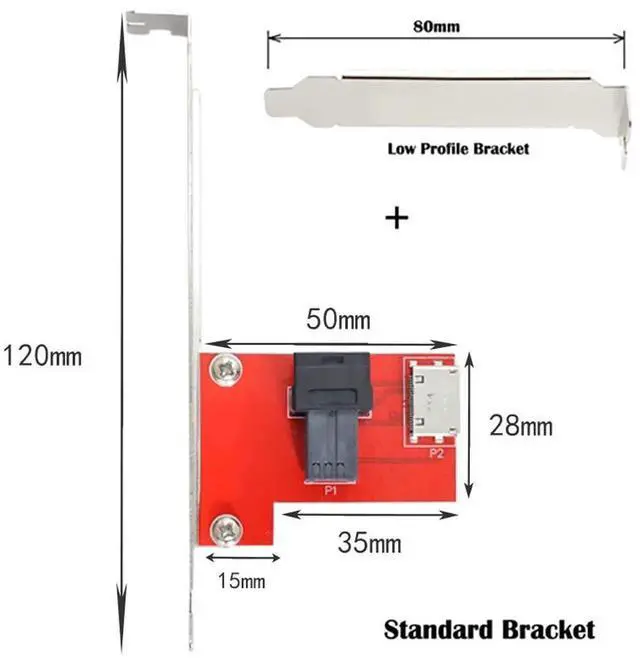 Alt view image 5 of 7 - WRIARICH PCIe 4.0 Mini SAS HD SFF-8643 to OCuLink SFF-8611/SFF-8612 Female PCBA Adapter Card with Full Height Bracket