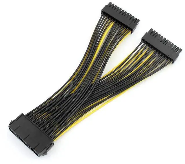 Alt view image 2 of 5 - WRIARICH 2 Pack 24P 20+4 Pin Dual PSU Synchronous Startup Cable, 18AWG ATX Motherboard Power Adapter Extension Cord, 20cm Mining Rig Power Splitter Cable