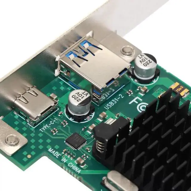 Alt view image 6 of 7 - WRIARICH PCIe to USB 3.1 Gen 2 10Gbps Dual Port Expansion Card, PCIe X4 USB 3.1 Gen 2 Type-A + Type-C Controller Adapter for Desktop PC Motherboard