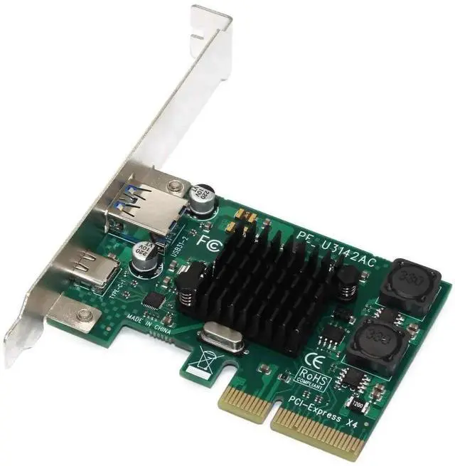 Alt view image 7 of 7 - WRIARICH PCIe to USB 3.1 Gen 2 10Gbps Dual Port Expansion Card, PCIe X4 USB 3.1 Gen 2 Type-A + Type-C Controller Adapter for Desktop PC Motherboard
