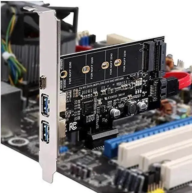 Alt view image 4 of 7 - WRIARICH PCIe to USB 3.0 Expansion Card with 1 USB-C + 2 USB-A Ports, SATA Input to NGFF M.2 Output (SATA M.2 Only, NVME Unsupported), Low Profile Flat Bracket Included
