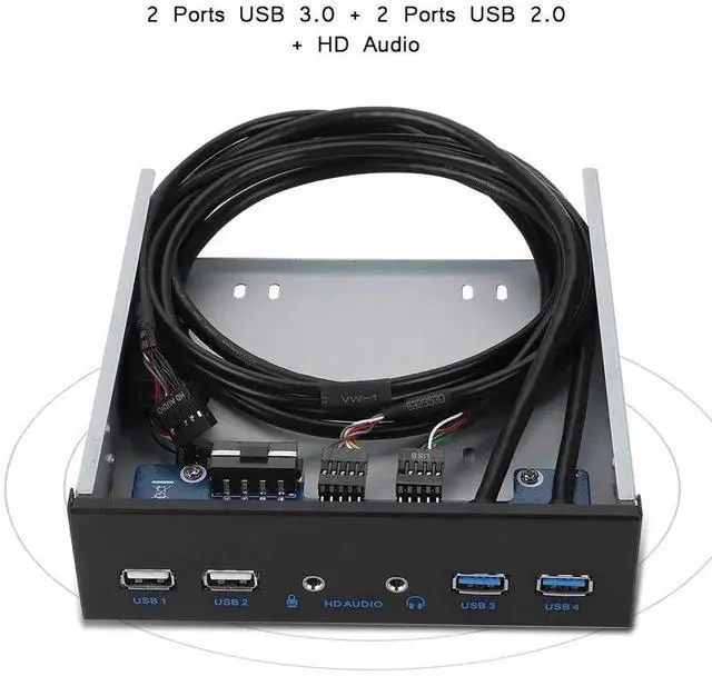 Alt view image 6 of 7 - 5.25 Inch PC Front Panel USB Hub, Internal Front Bay Expansion Panel with 2 USB3.0 + 2 USB2.0 Ports, HD Audio Jack, 19Pin USB Header Extension, Compatible with Windows XP/Vista/2003/2008 All Windows S