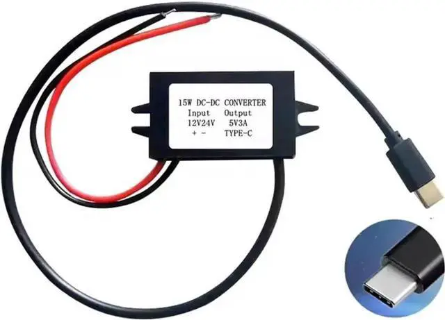 Alt view image 4 of 5 - WRIARICH 12V 24V to 5V 3A 15W DC-DC Step Down Converter Type-C Power Module for Mobile Phones