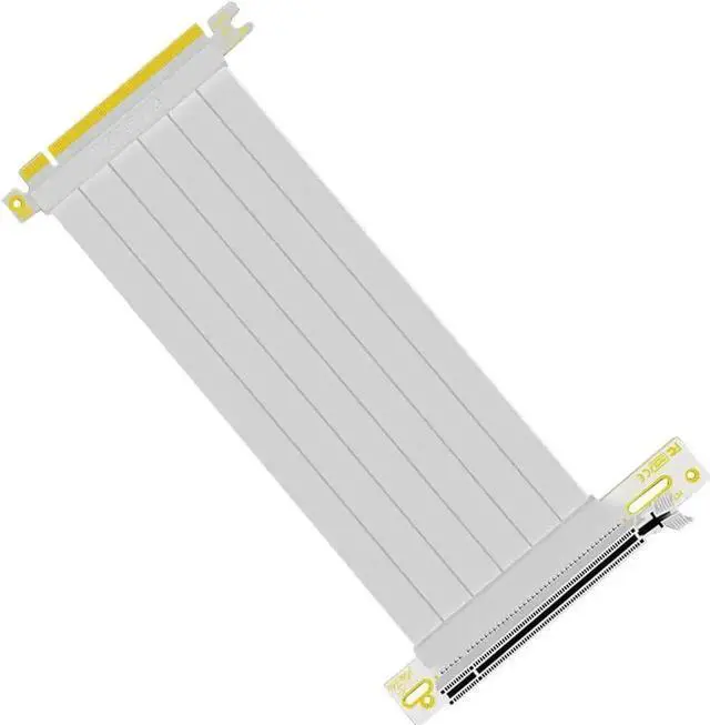 Alt view image 4 of 4 - WRIARICH 90 Degree Right Angle PCI-E 3.0 x16 to x16 Extension Cable, Full Speed Flexible PCIe Riser Card HBZ-X16-1890B, 15cm White for BTC Mining & Desktop GPU