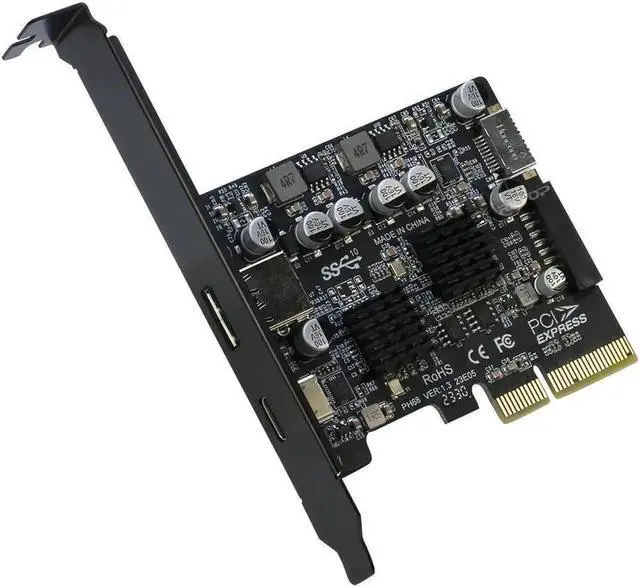Alt view image 2 of 7 - WRIARICH PCIE to USB 3.2 Gen 2 Expansion Card 10Gbps, PCIe Express Controller Card with USB-A, USB-C, Internal Type-E & 19/20Pin Header for PC Front Panel
