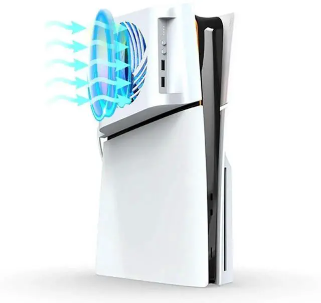 Main image of WRIARICH FOR Sony PlayStation 5 Slim Cooling Fan, Side-Mount Smart Temperature Control Cooler with RGB LED Light, Intelligent Auto Speed Adjustment for PS5 Slim Disc/Digital Edition