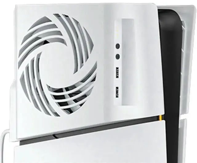 Alt view image 2 of 4 - WRIARICH FOR Sony PlayStation 5 Slim Cooling Fan, Side-Mount Smart Temperature Control Cooler with RGB LED Light, Intelligent Auto Speed Adjustment for PS5 Slim Disc/Digital Edition