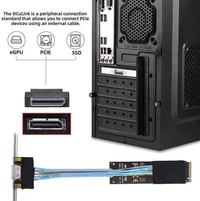 Alt view image 6 of 7 - WRIARICH 2280 M.2 M-Key to OCuLink Cable 30cm, PCIe 4.0 with Bracket for NVMe U.2 SSD eGPU