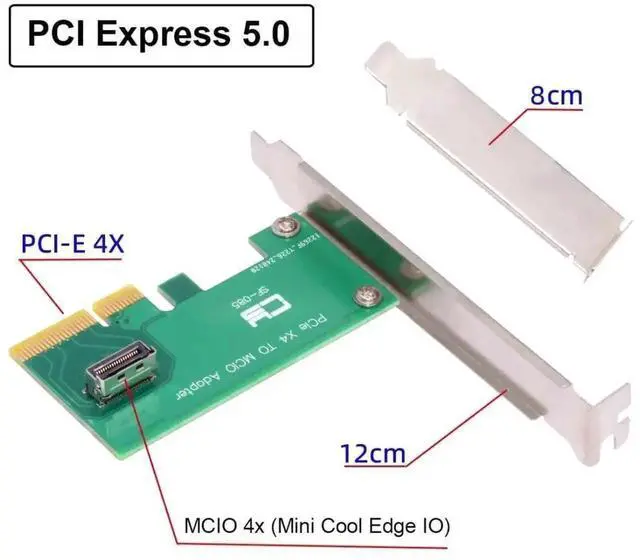 Alt view image 2 of 3 - WRIARICH PCIe 4x to PCIe 5.0 MCIO 4x 38Pin SFF-TA-1016 Adapter Card