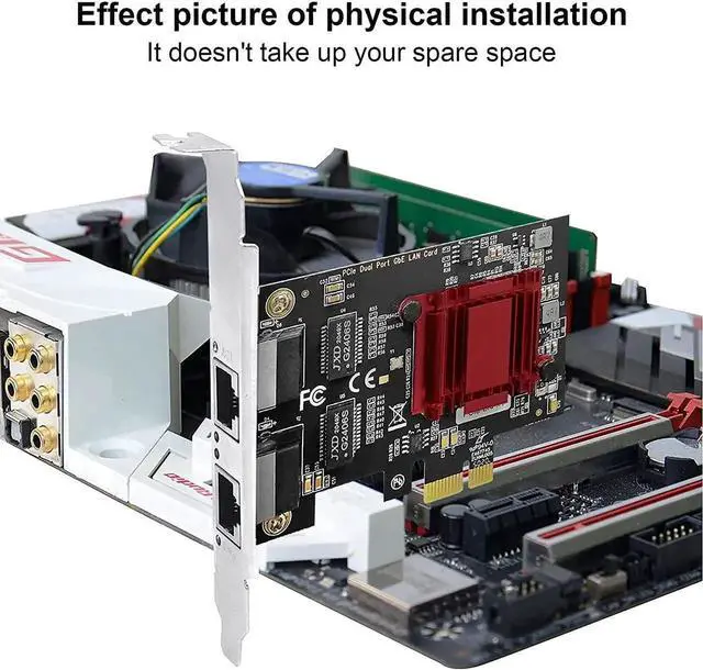 Alt view image 3 of 7 - Dual-Port PCIe Gigabit NIC with Intel 82575/82576 Chip, 1000Mbps Dual RJ45 Ethernet Adapter, PXE Boot Supported, Low Profile Bracket Included, Compatible with Windows/Windows Server/Linux/FreeBSD/DOS