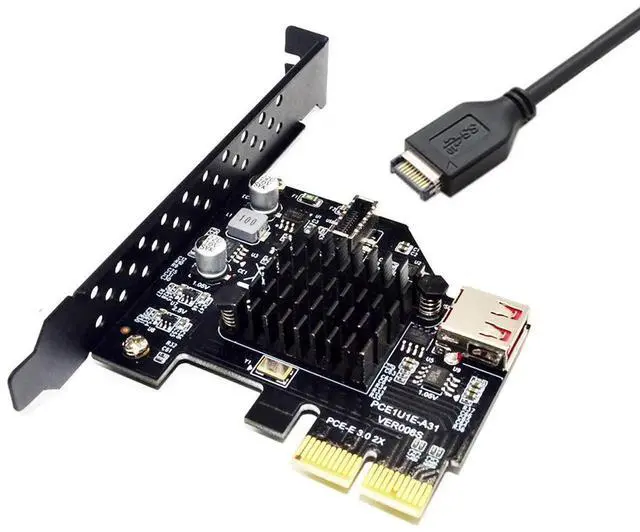 Alt view image 6 of 7 - WRIARICH PCI-E to USB 3.1 Type-E & USB 2.0 Front Panel Adapter Card, 10Gbps+480Mbps Motherboard Expansion Card