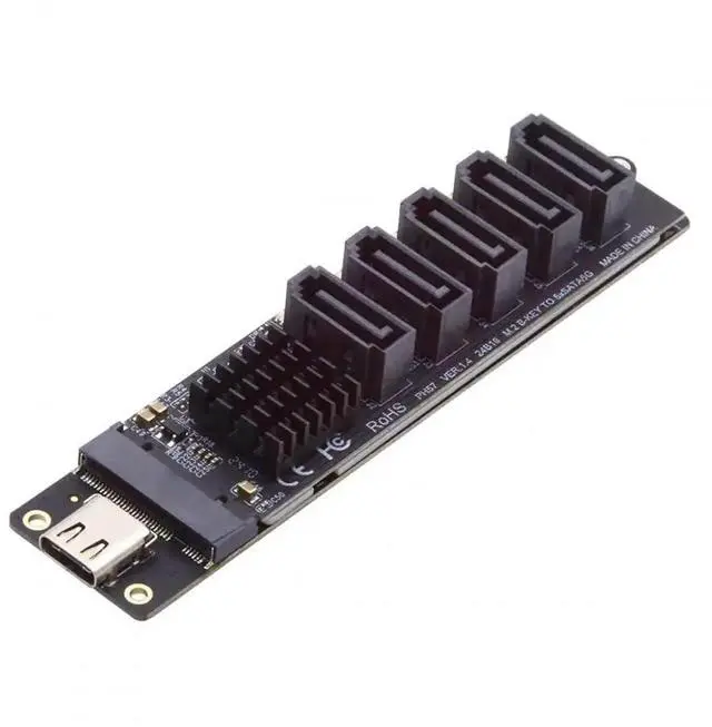Main image of WRIARICH 10Gbps USB-C to NGFF B+M Key SATA 5-Port Adapter Card, Dual Chip JMS580+JMB575 SATA III 6Gbps Port Multiplier Selector, External Multi-HDD/SSD Storage Expansion Converter
