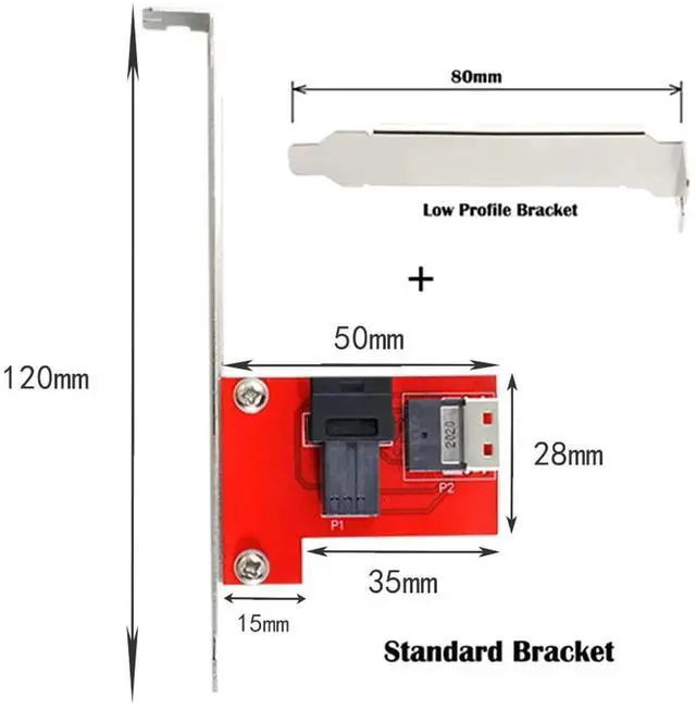 Alt view image 7 of 7 - WRIARICH PCIe 4.0 Slimline SAS SFF-8654 Female to Mini SAS HD SFF-8643 Female PCBA Adapter Card with Full Height & Low Profile Bracket