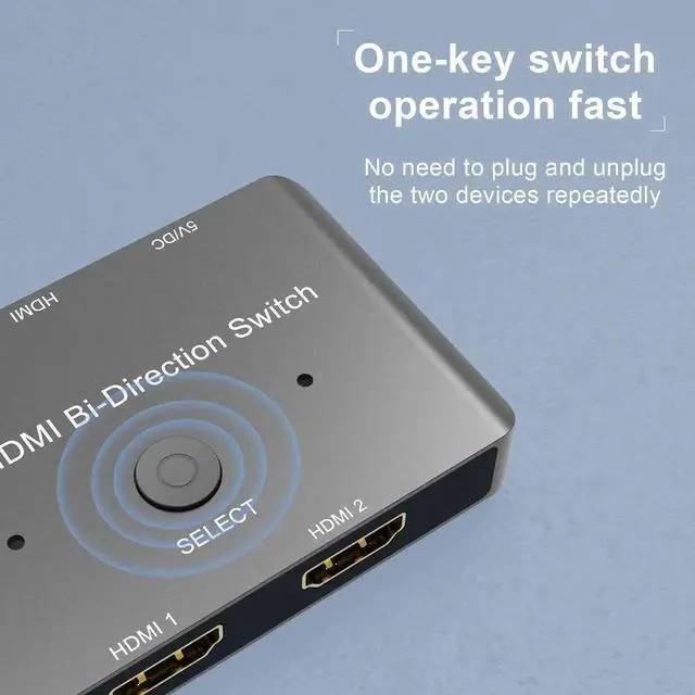 Alt view image 6 of 7 - WRIARICH Bi-Directional HDMI 2.1 Switch 2 in 1 Out / 1 in 2 Out, 48Gbps 8K@60Hz 4K@120Hz HDMI Switcher, Dynamic HDR & Dolby Atmos Supported, Compatible with QLED TV, PS5, Xbox, Fire Stick