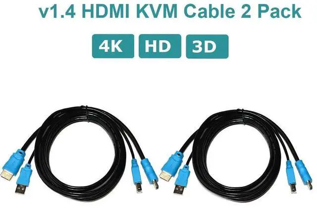 Alt view image 7 of 7 - WRIARICH MT-VIKI 2 Pack 10FT USB HDMI KVM Cable, 4K HDMI USB A to USB B Twin Cord Compatible with Standard KVM Switch